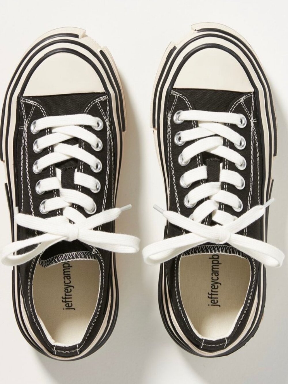 Anthropologie Jeffrey Campbell Endorphin Platform Canvas Sneakers Black US 7 - Picture 2 of 6